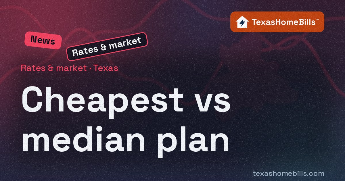 Cheapest vs median Texas electricity plan: how much a home saves, by utility area (October 16, 2026)